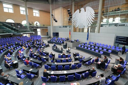 Blick in den Plenarsaal des Deutschen Bundestages