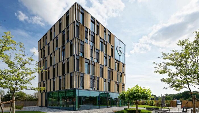 Der Neubau des Unternehmens Shopware in Schöppingen wurde mit dem Gold-Zertifikat der Deutschen Gesellschaft für Nachhaltiges Bauen (DGNB e.V.) ausgezeichnet.