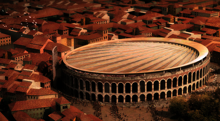 Die neue Überdachung der Arena di Verona