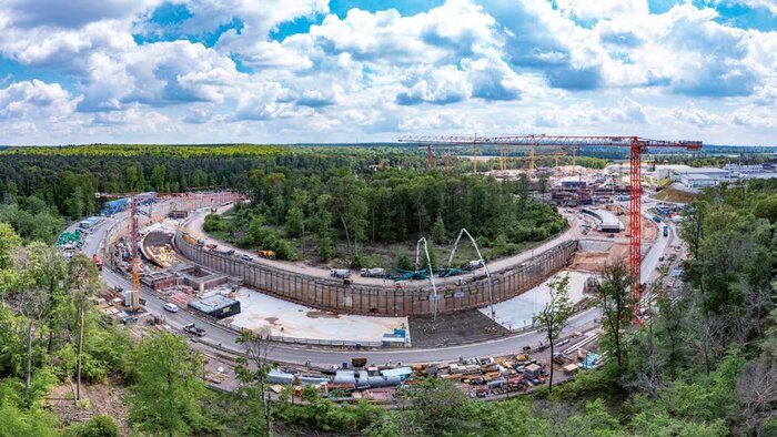 Rund 1.100 m lang ist der Beschleunigertunnel, dessen Rohbau Porr für das GSI Helmholzzentrum für Schwerionenforschung in Darmstadt erstellt.