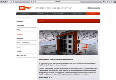 Die Unipor-Gruppe bietet in Kooperation mit der Arbeitsgemeinschaft Mauerziegel eine Bauphysik-Software an.