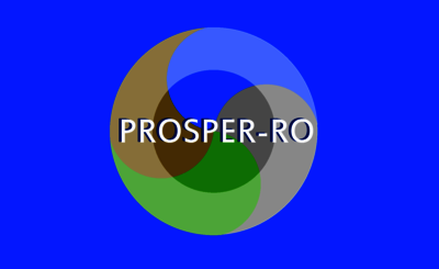Logo PROSPER-RO: Kreis mit verschiedenen Farbzentren und Aufschrift des Projektnamen