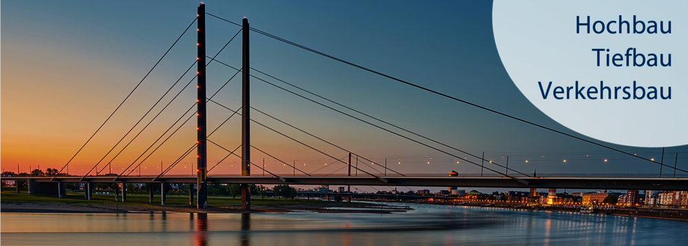 Theodor-Heuss-Brücke in Düsseldorf über den Rhein, Schrägseilbrücke