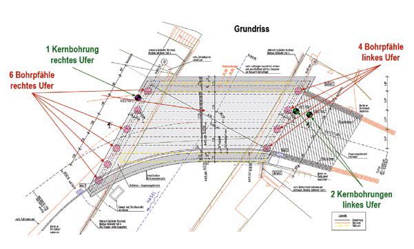 Systemabmessungen und Lageplan der WIB-Brücke