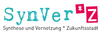 Logo SynVer*Z: Buchstaben in Türkis und Magenta