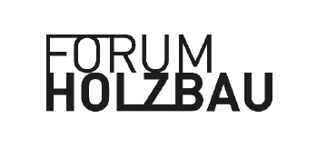 Logo FORUM HOLZBAU: schwarze Schrift auf weißem grund