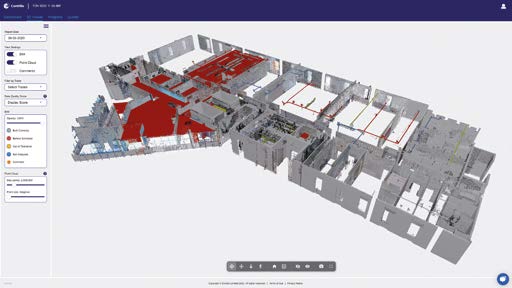 3D-Ansicht zur Erfassung von Architektur-, Tragwerks-, TGA- und Ausbauelementen mittels Laser- bzw. Lidar-Scans.